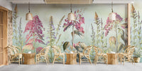 Wild flowers meadows blue wallpaper mural for a peaceful, nature-inspired look.