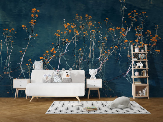 Blue mirage blossom wall mural C192