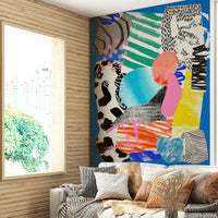 Gradient blue wall mural for calm spaces

