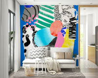 Peaceful blue tones on mural wallpaper

