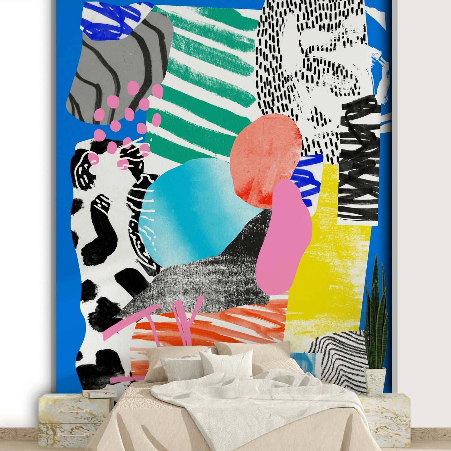 Early morning-inspired blue wallpaper design

