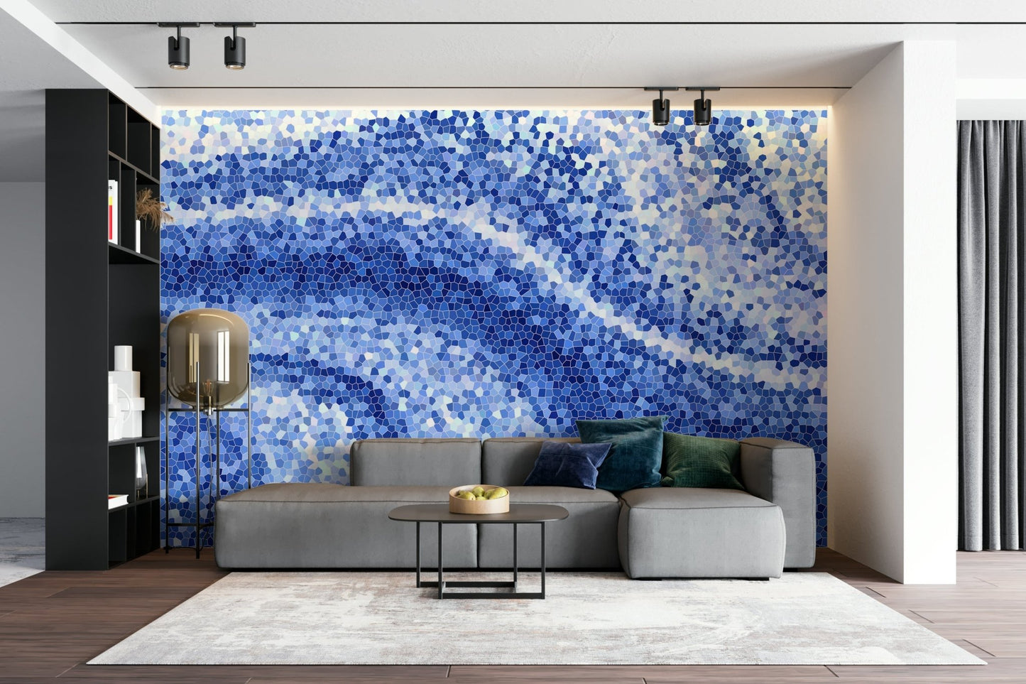 The texture appears smooth and artistic, like a mosaic or painted surface.
