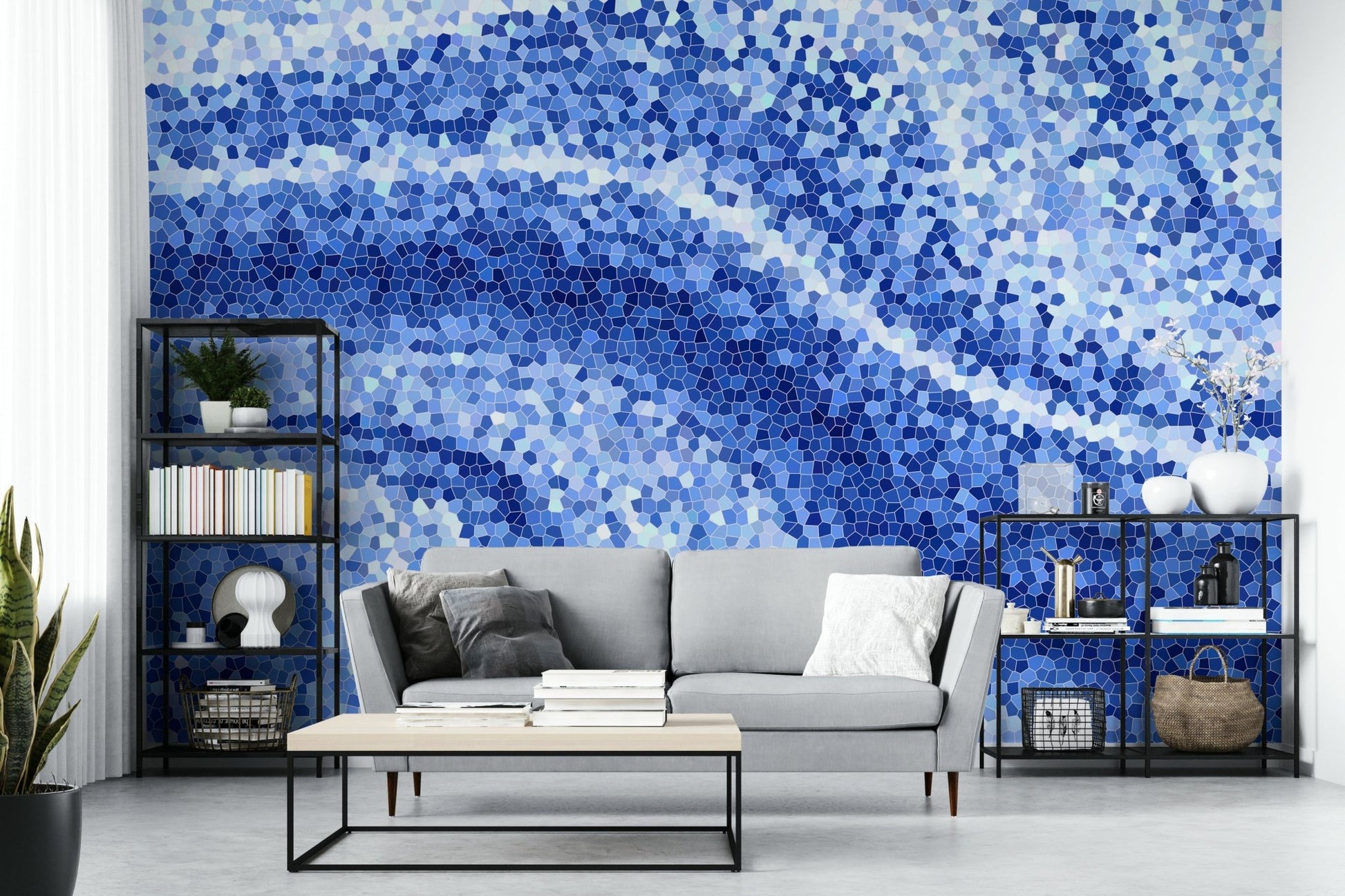 The design evokes the fluid movement and reflective qualities of water.
