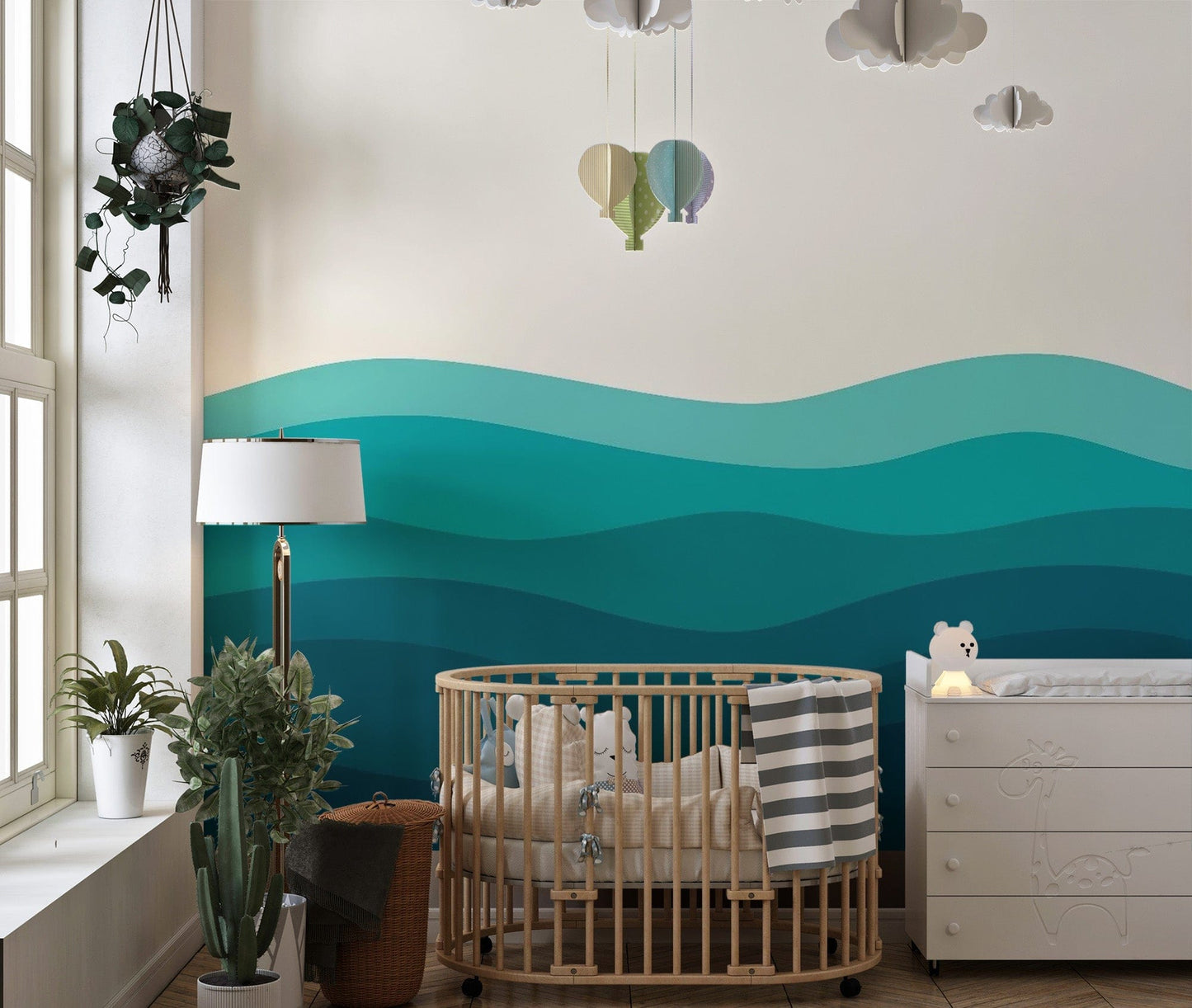 Rolling ocean wave mural
