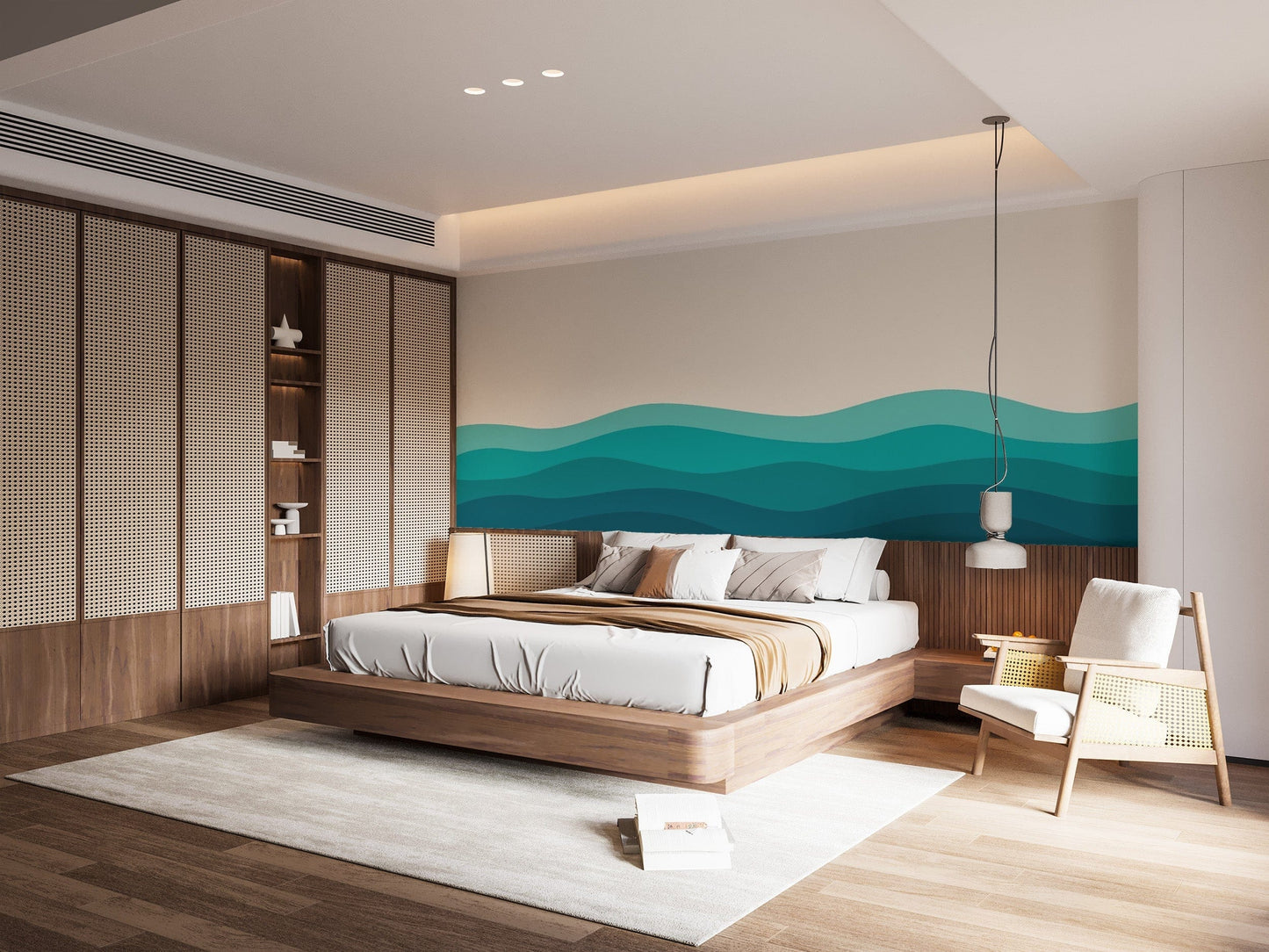 Deep blue sea waves mural

