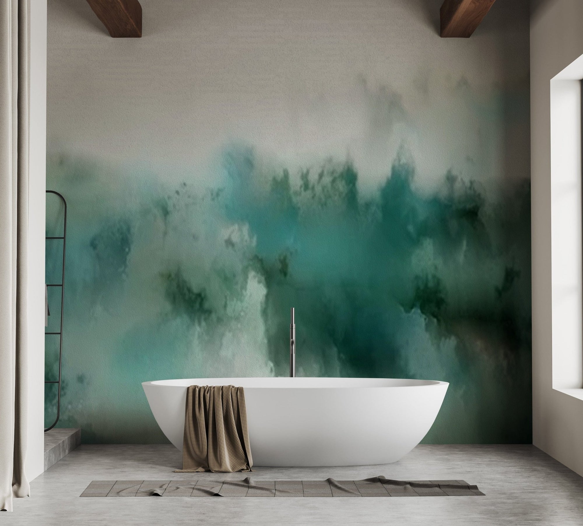 Turquoise Watercolor Wallpaper Mural, A505