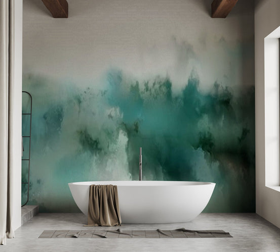 Turquoise Watercolor Wallpaper Mural, A505