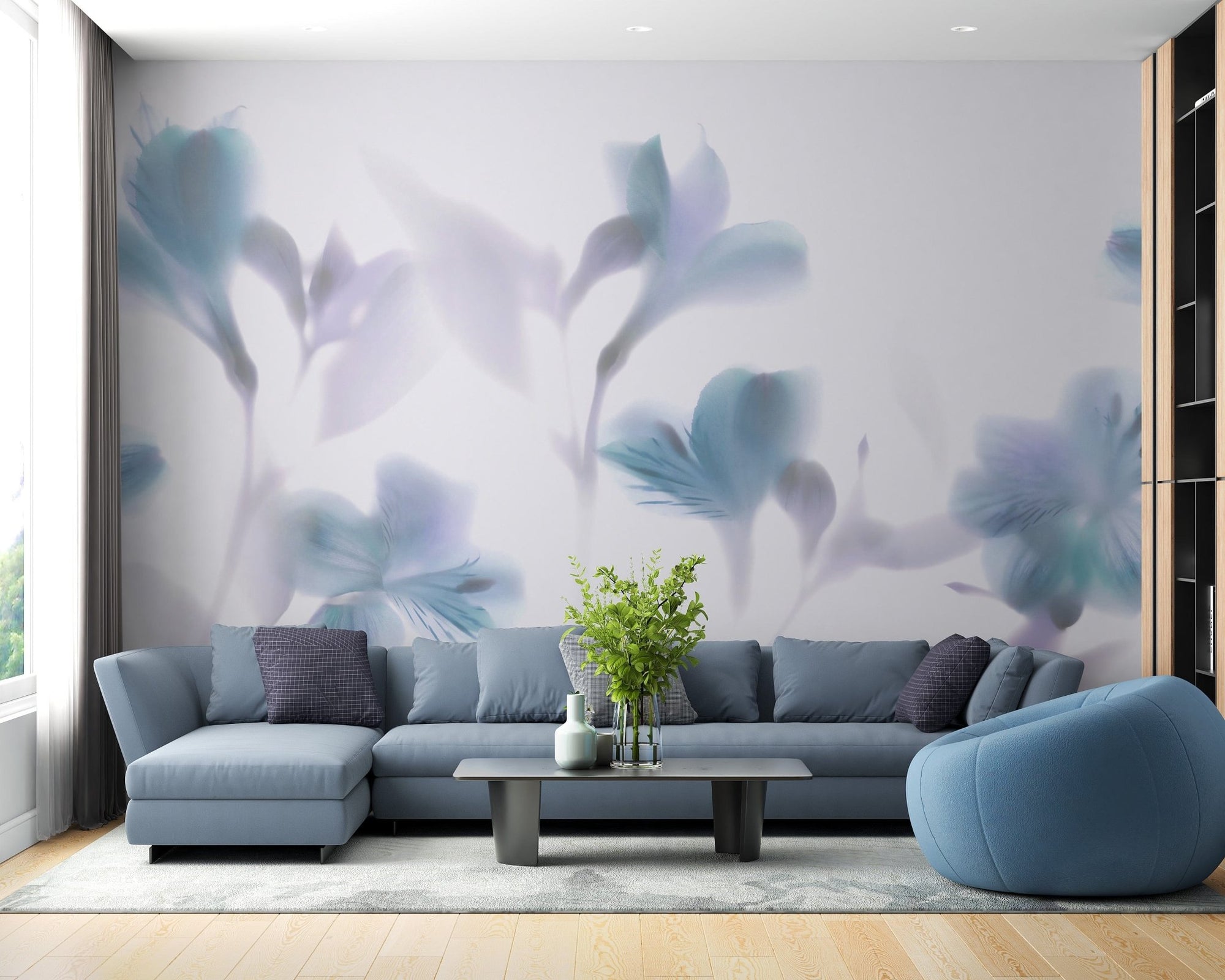 Blue Orchids Foggy Wallpaper Mural
A560