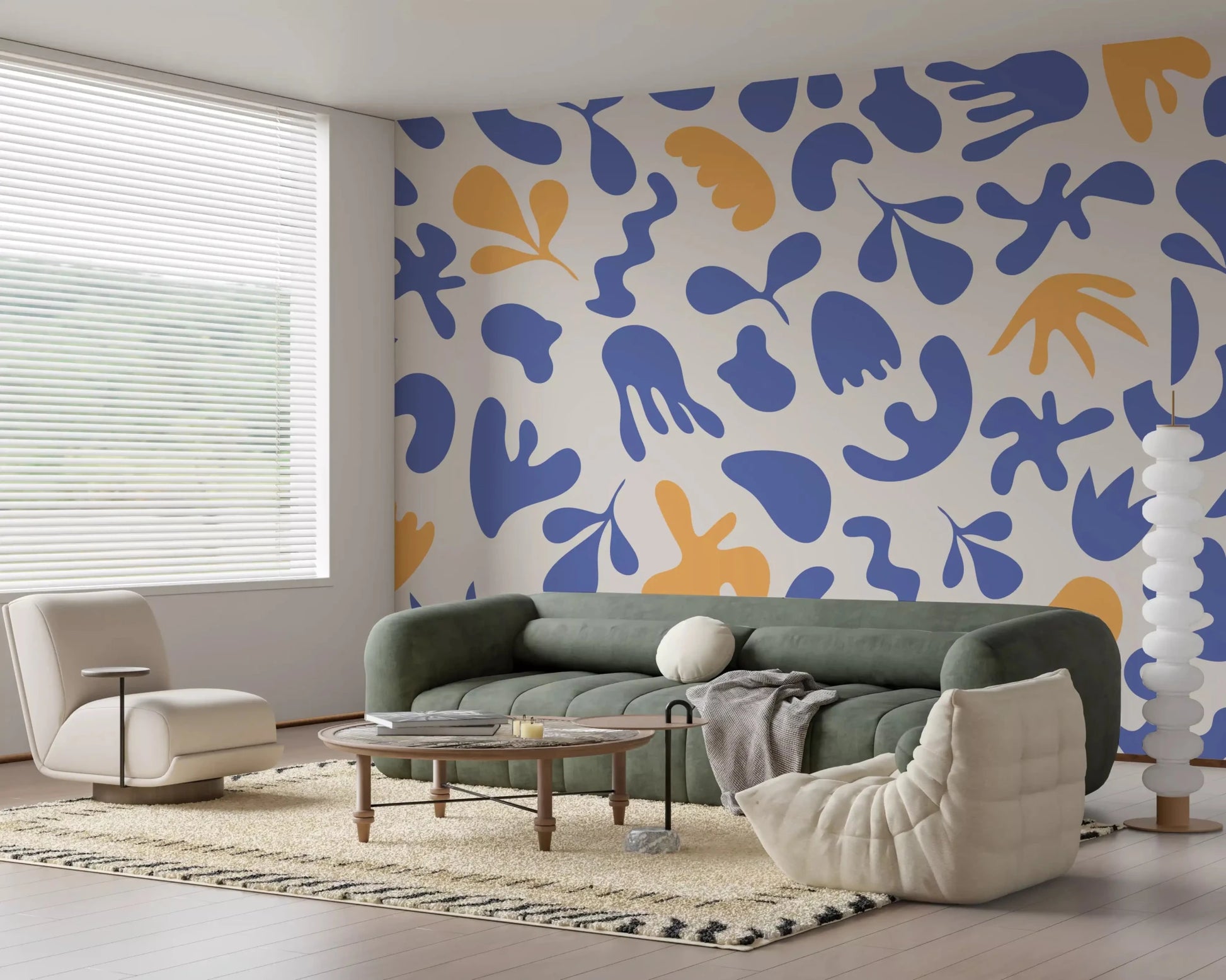 Hallway styled in Organic Flow wall mural with soft abstract forms, GD9316