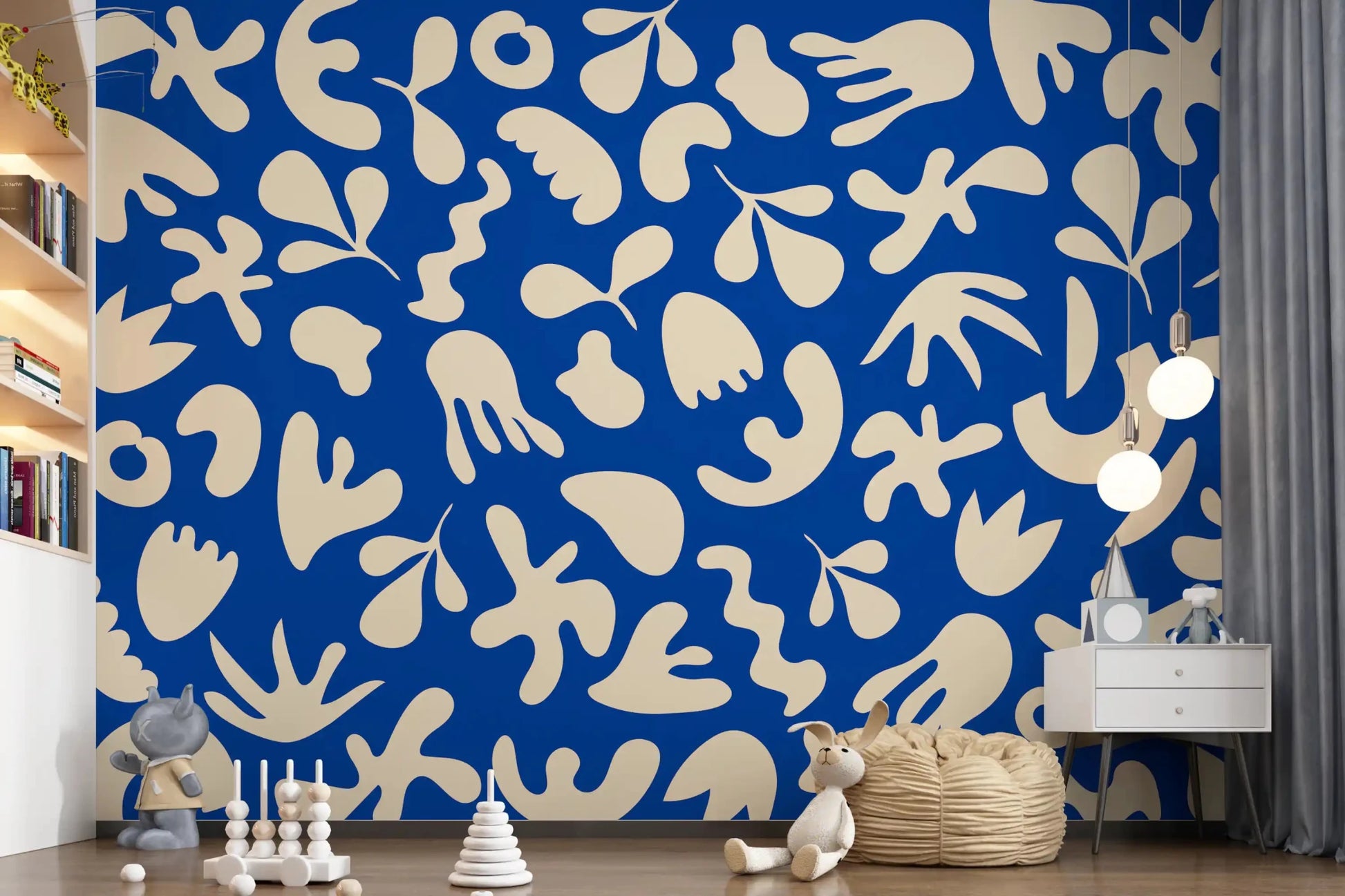 Graphic leaf-like shapes define Organic Flow wall mural artwork