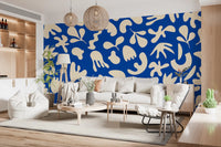 Strong cobalt surface with Blue Flow wall mural detail