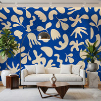 White cutout motifs shape this Organic Flow wall mural surface