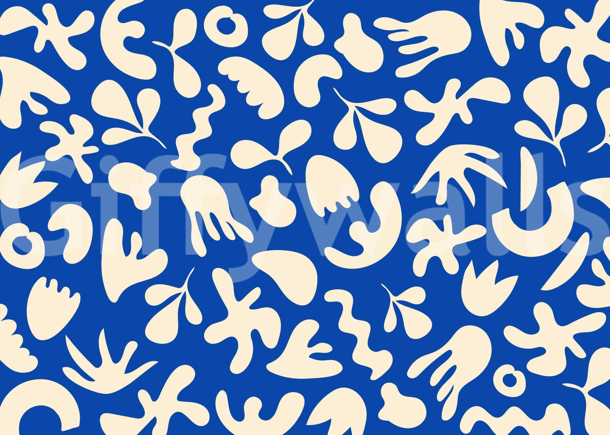 High-contrast abstract styling in Blue Flow wall mural art
