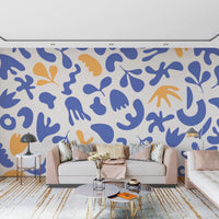 Hallway wall using Blue Flow wall mural on a light base, GD9316