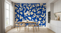 Abstract natural movement across Blue Organic wall mural pattern