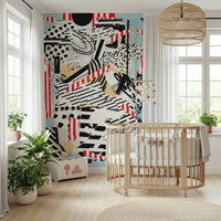 A calming abstract design wallpaper mural that defines a space.