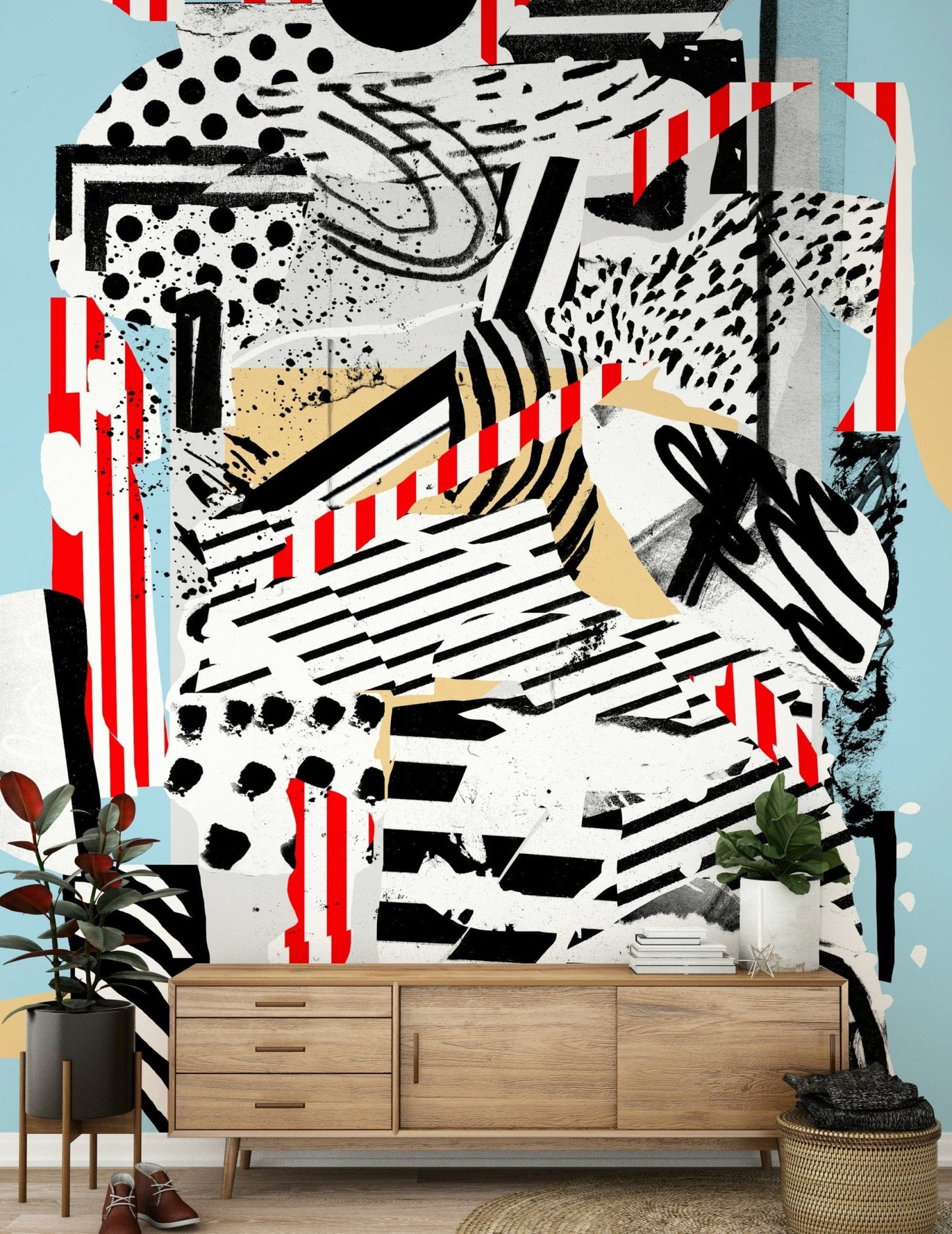 A contemplative gentle design wallpaper mural for a feature wall.