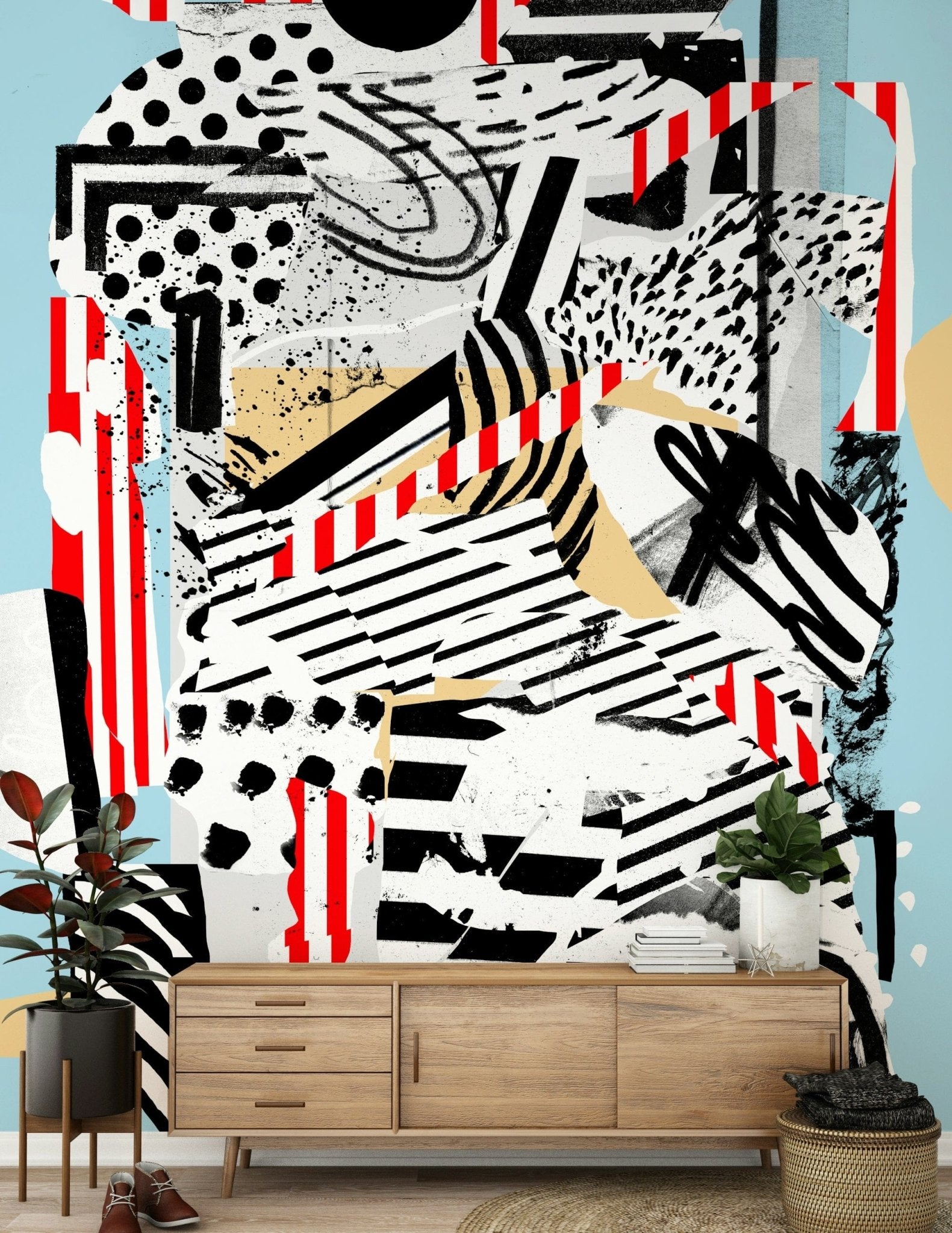 A contemplative gentle design wallpaper mural for a feature wall.