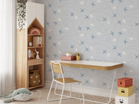 Decorative plane pattern wallpaper with trails
