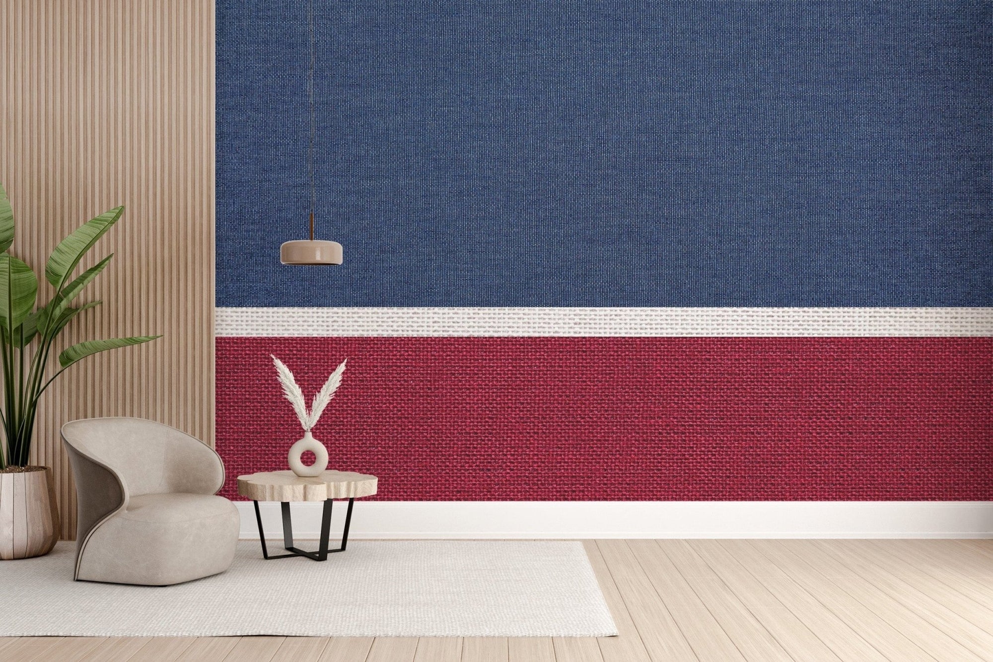 Blue and red fabric texture wallpaper mural color-01
