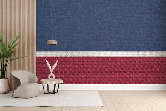 Blue and red fabric texture wallpaper mural color-01
