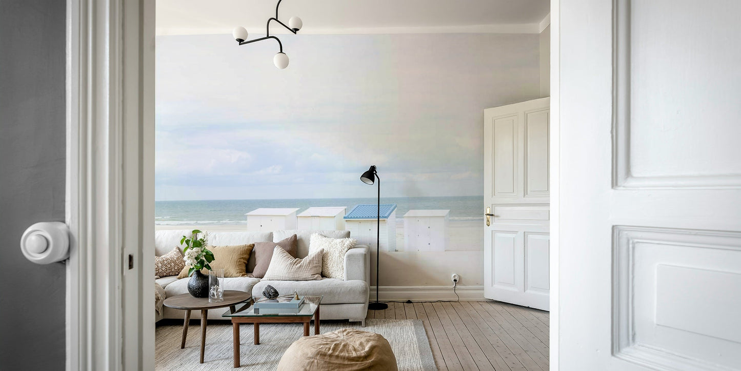 Blue roof house on open coast

