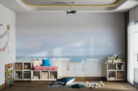 Minimal beach hut blue roof shot

