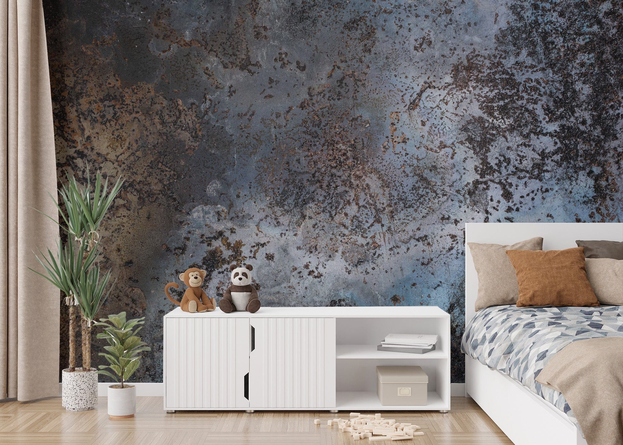 Get Vintage Blue Rusty Wallpaper Mural for Authentic Look