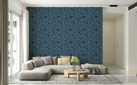 Gorgeous Blue Scandinavian print, two-tone pattern, attractive room wallpaper.