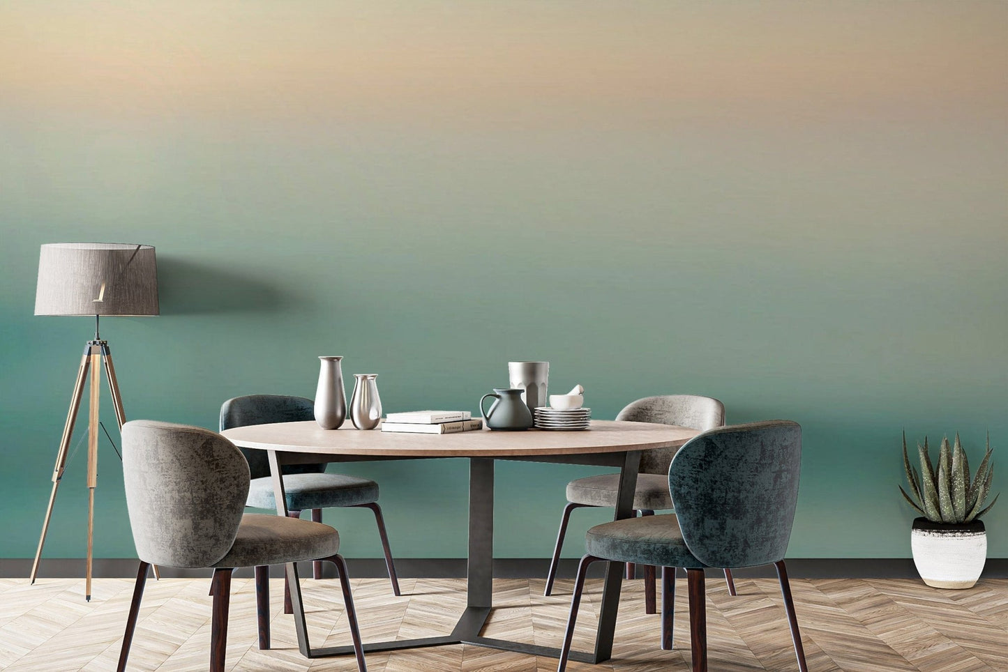 Coastal vibe blue ombre wallpaper murals
 C530