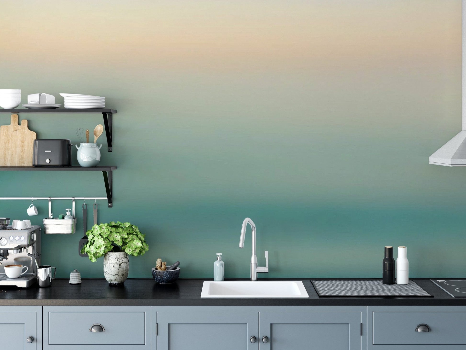 Relaxing blue wall mural with ombre effect
 C530