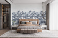 Blue shades palm trees wallpaper mural design A442
