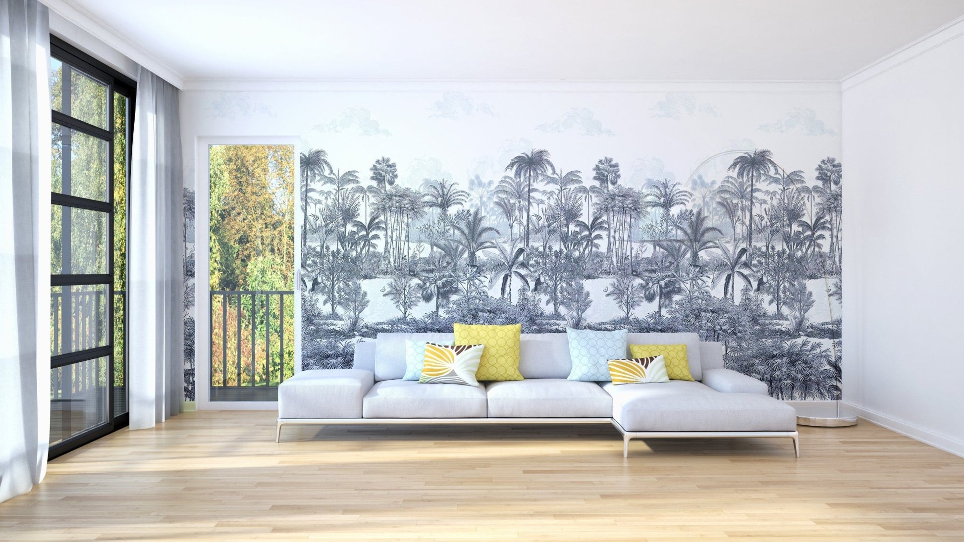 Blue Shades Palm Trees Wallpaper Murals - Giffywalls A442