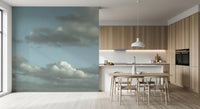 Blue Sky Wall Mural set behind a modern kitchen with an open airy sky scene, GD8868