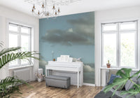 Blue Sky Wall Mural adding a spacious horizon feel to a soft neutral Living area, GD8868