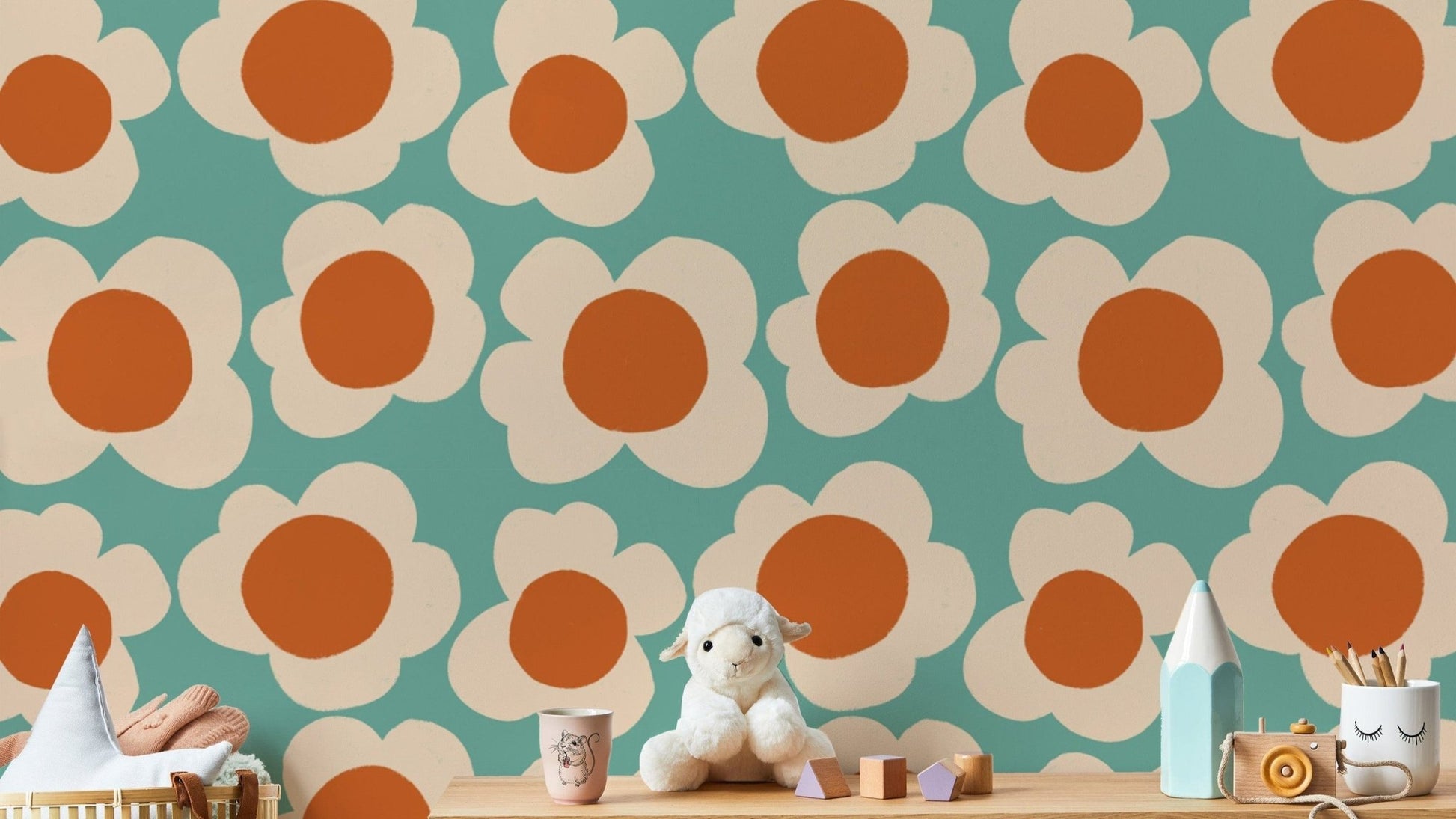 Playful floral wallpaper for kids’ rooms

