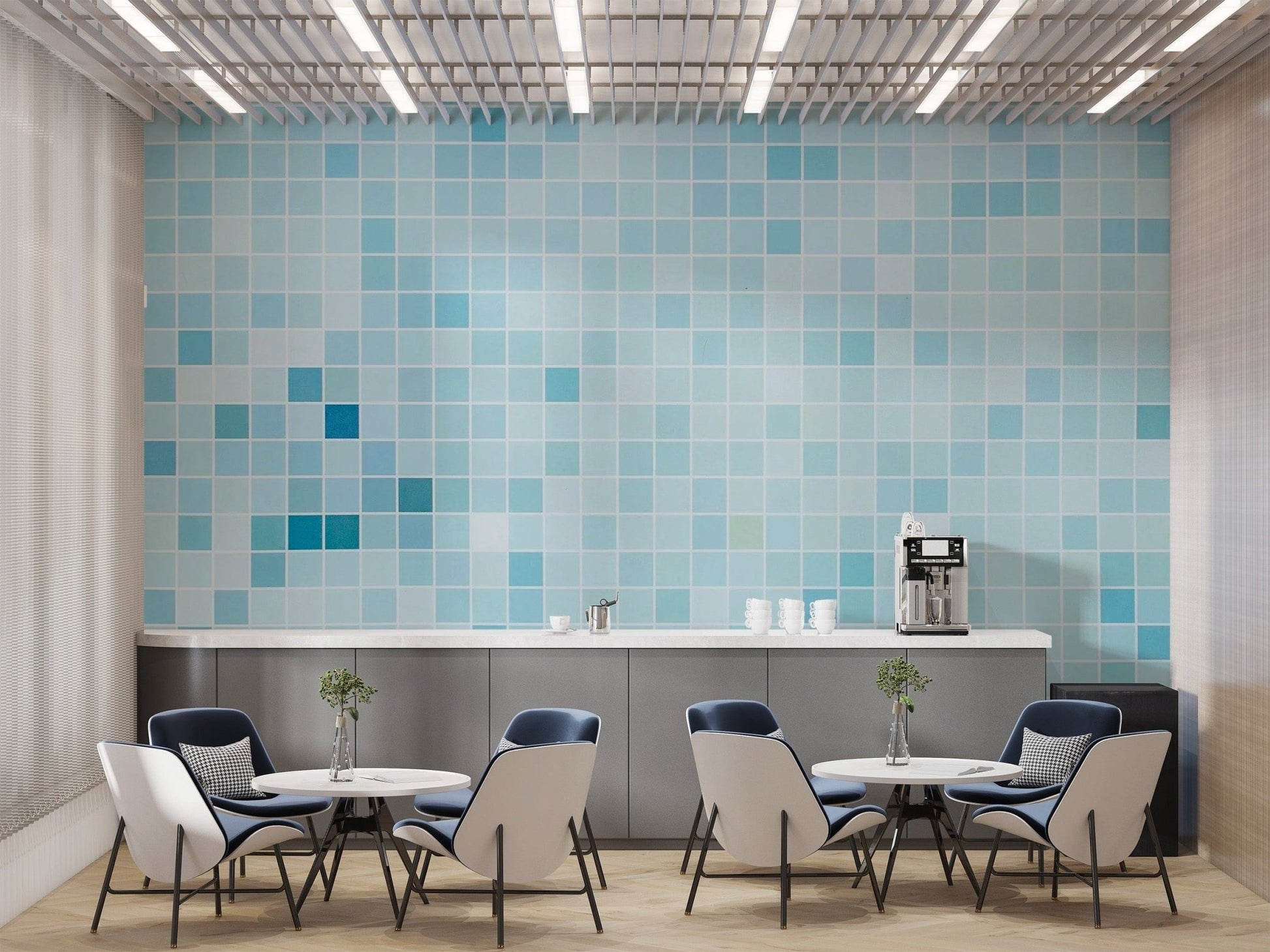 Blue Tiled Wallpaper Mural Tile-1