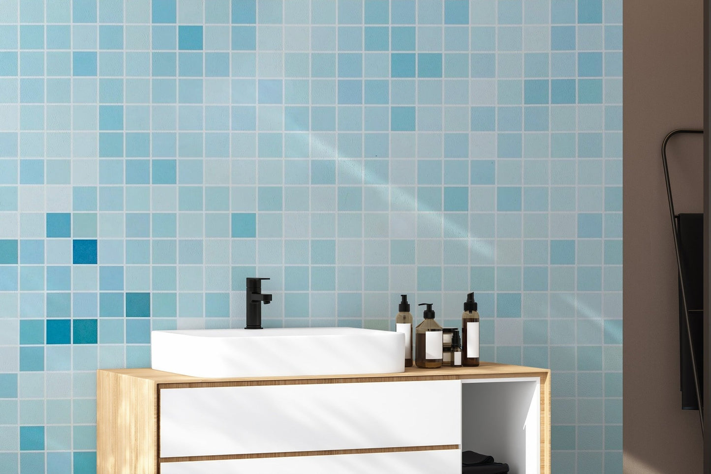 Modern Blue Tiled Wallpaper for Elegant Walls Tile-1