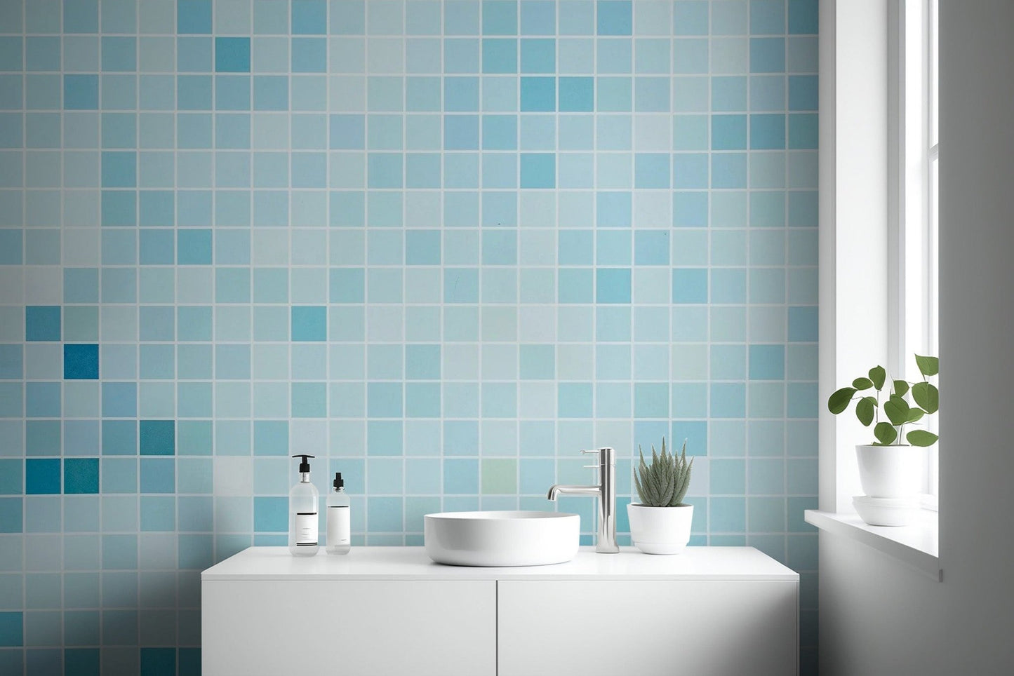 Versatile Blue Tiled Wallpaper Mural for Homes Tile-1