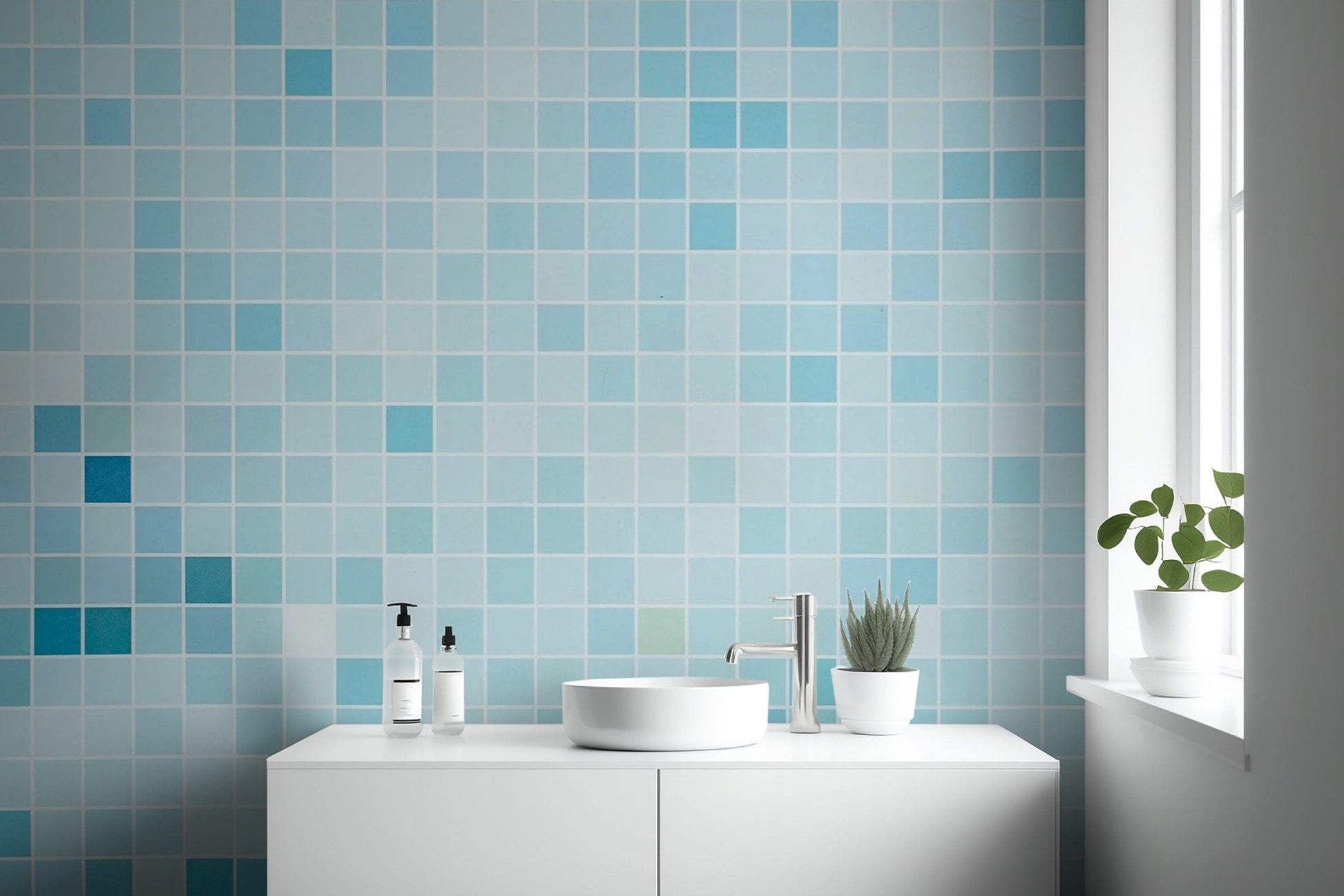 Versatile Blue Tiled Wallpaper Mural for Homes Tile-1