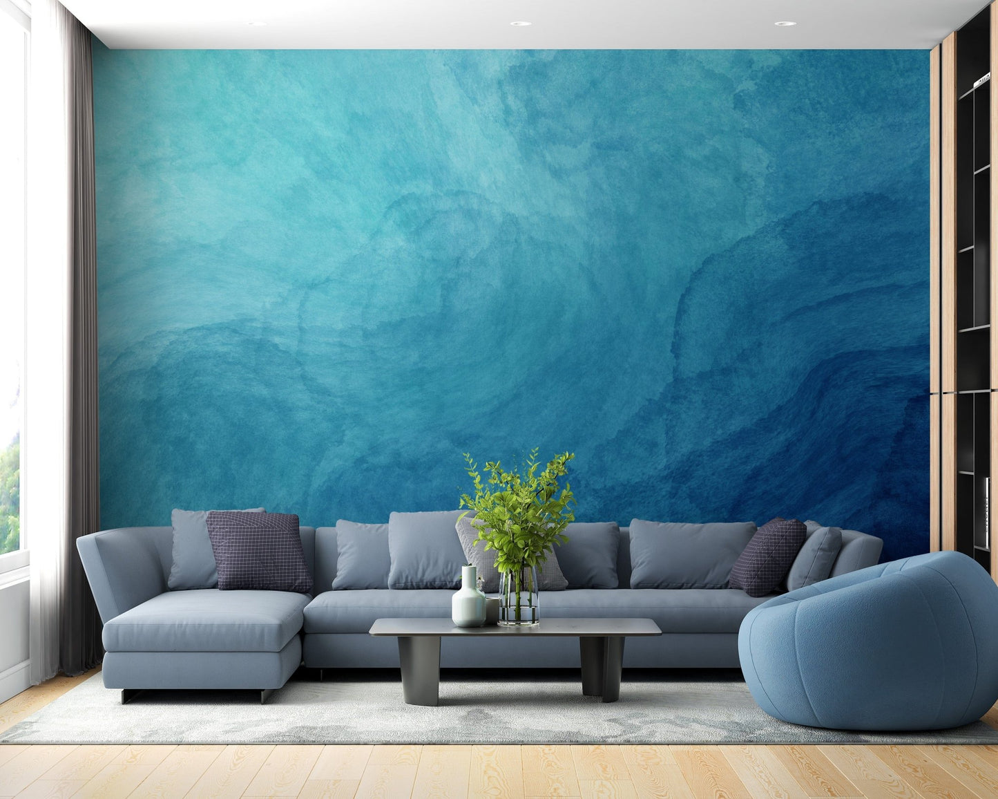 Blue Watercolor Abstract Design Wallpaper - Giffywalls