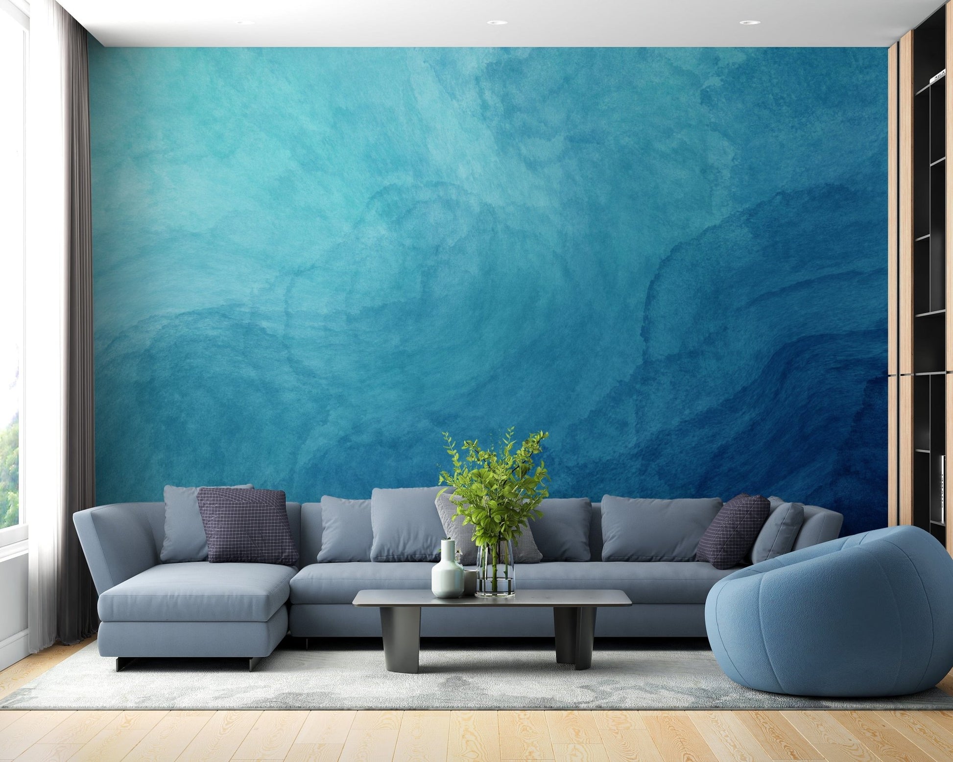 Blue Watercolor Abstract Design Wallpaper - Giffywalls