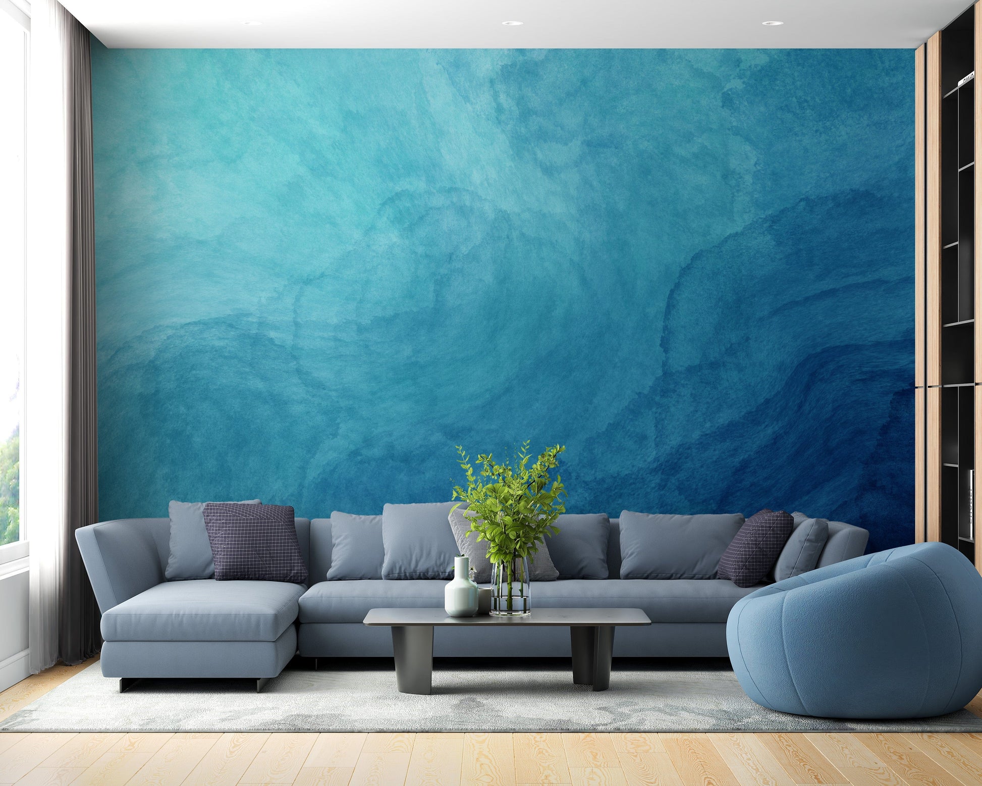 Blue Watercolor Abstract Design Wallpaper - Giffywalls