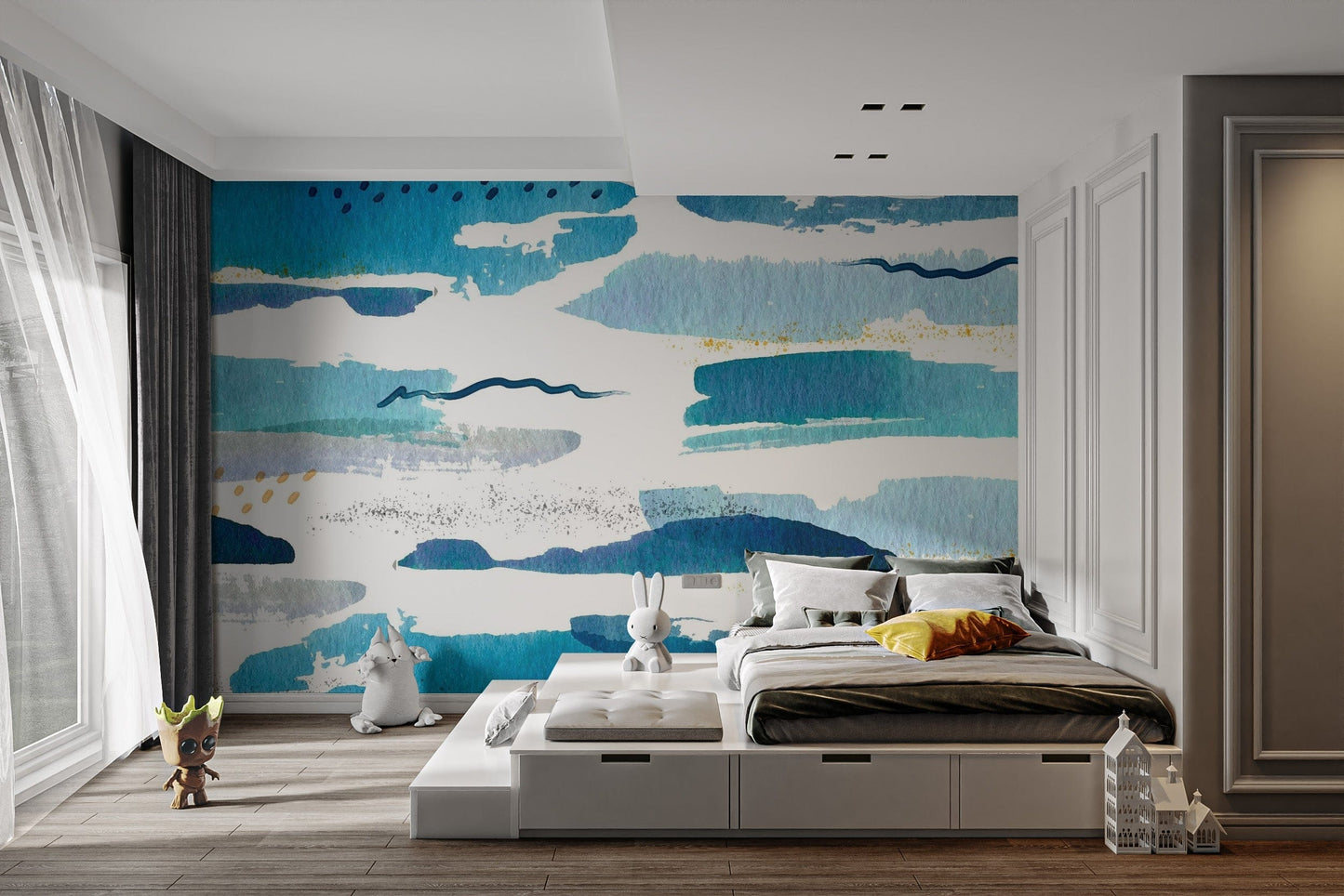 Blue Watercolor Stroke Wallpaper Murals - Giffywalls