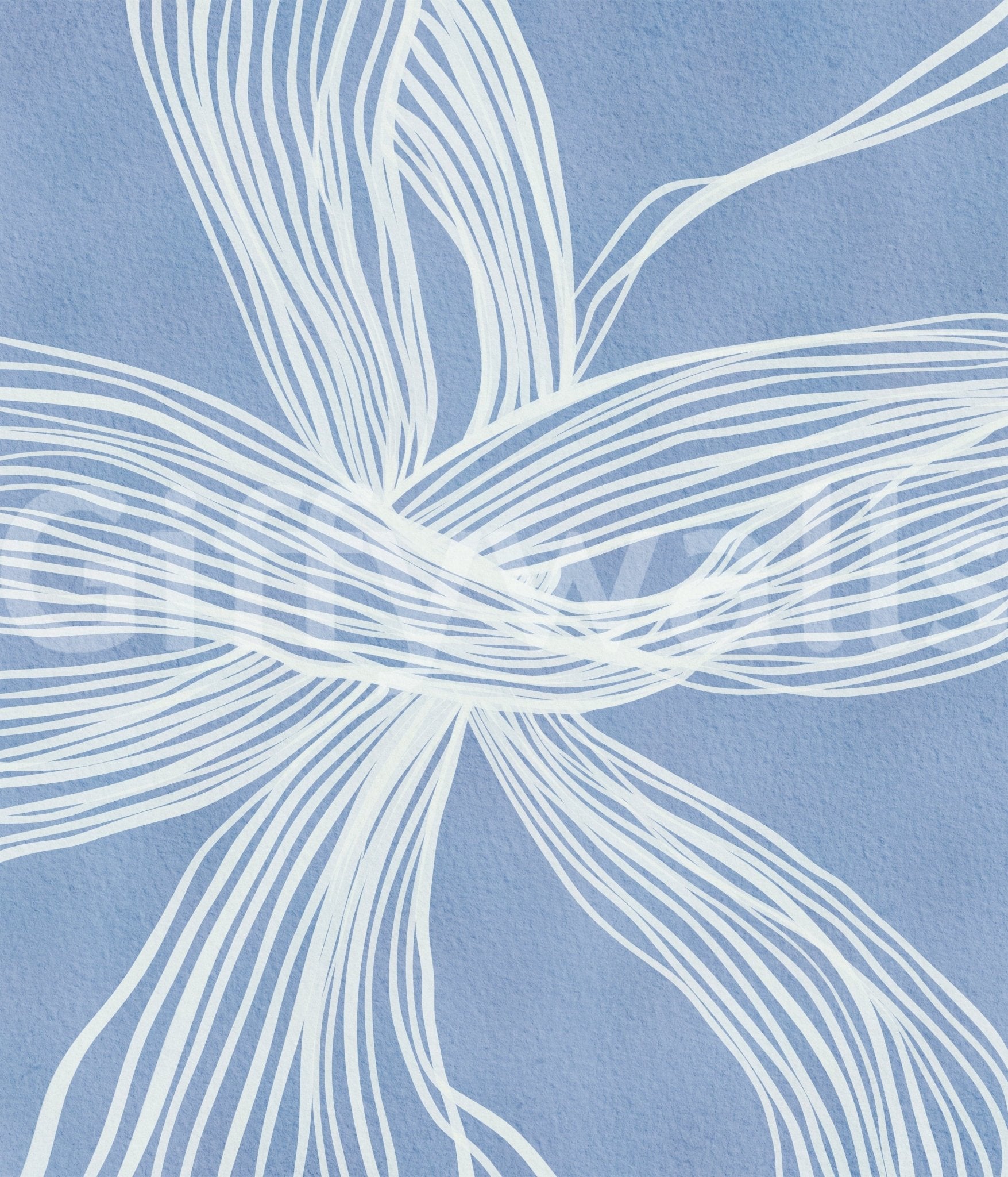 Pale blue backdrop, fluid line drawing, Blue Weave Wall Mural, unique pattern.