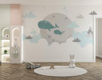 Magical Whale Castle Airborne Fantasy Wallpaper Mural - Giffywalls