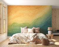 Blue & Yellow Watercolor Ombre Wallpaper Mural - Giffywalls