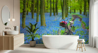 Romantic Bluebell Bike Ride wallpaper, bicycle resting in flowers.