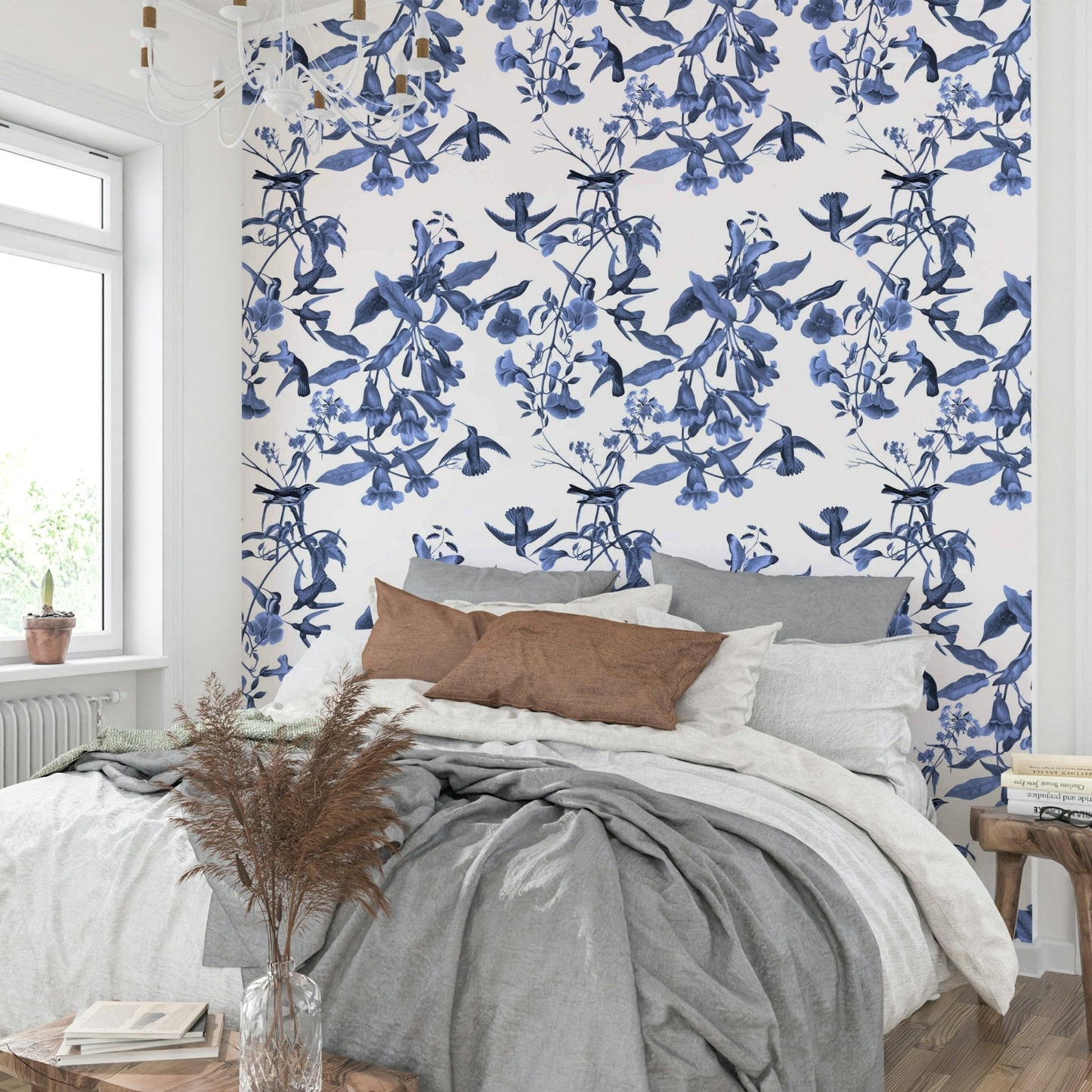 A classic floral wallpaper for walls with a calming theme.


