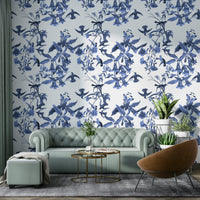 A beautiful modern art wall mural of delicate birds.

